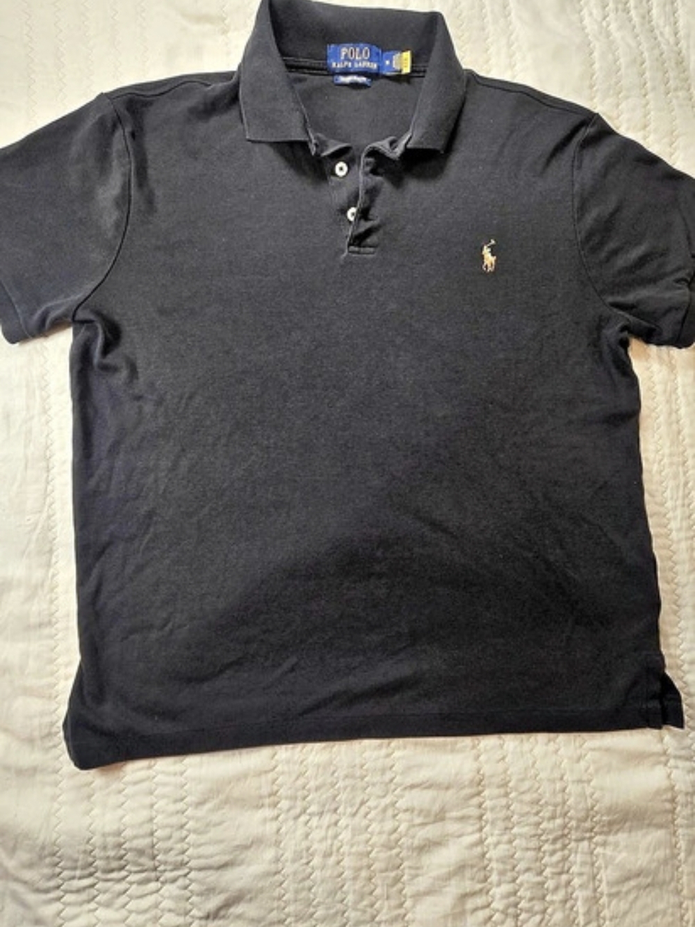 Polo Ralph Lauren Classic-Fit Mesh Polo Shirt Black Polo Size Medium